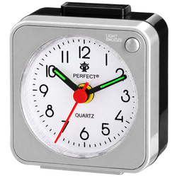 Budzik Perfect BB05508 srebrny mały 5,7 cm podświetlenie drzemka