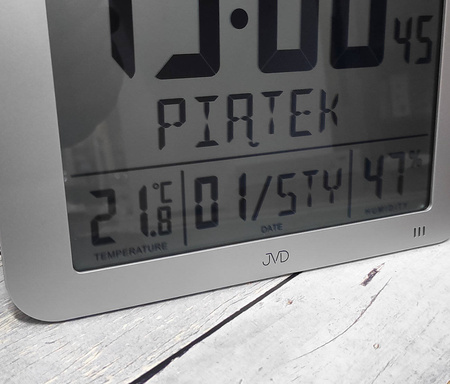 Zegar JVD DH9335.1 Termometr DCF77 Dni Tygodnia PL