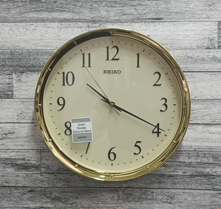 Zegar ścienny SEIKO QXA417G 31 cm złoty cichy mechanizm