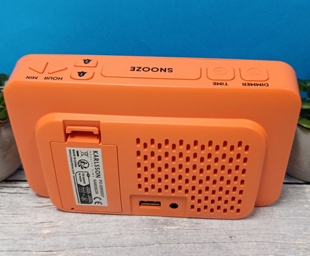 Budzik zegar Karlsson KA6035OR pomarańczowy 17x9,5 cm, cyfry 6,5 cm - OUTLET